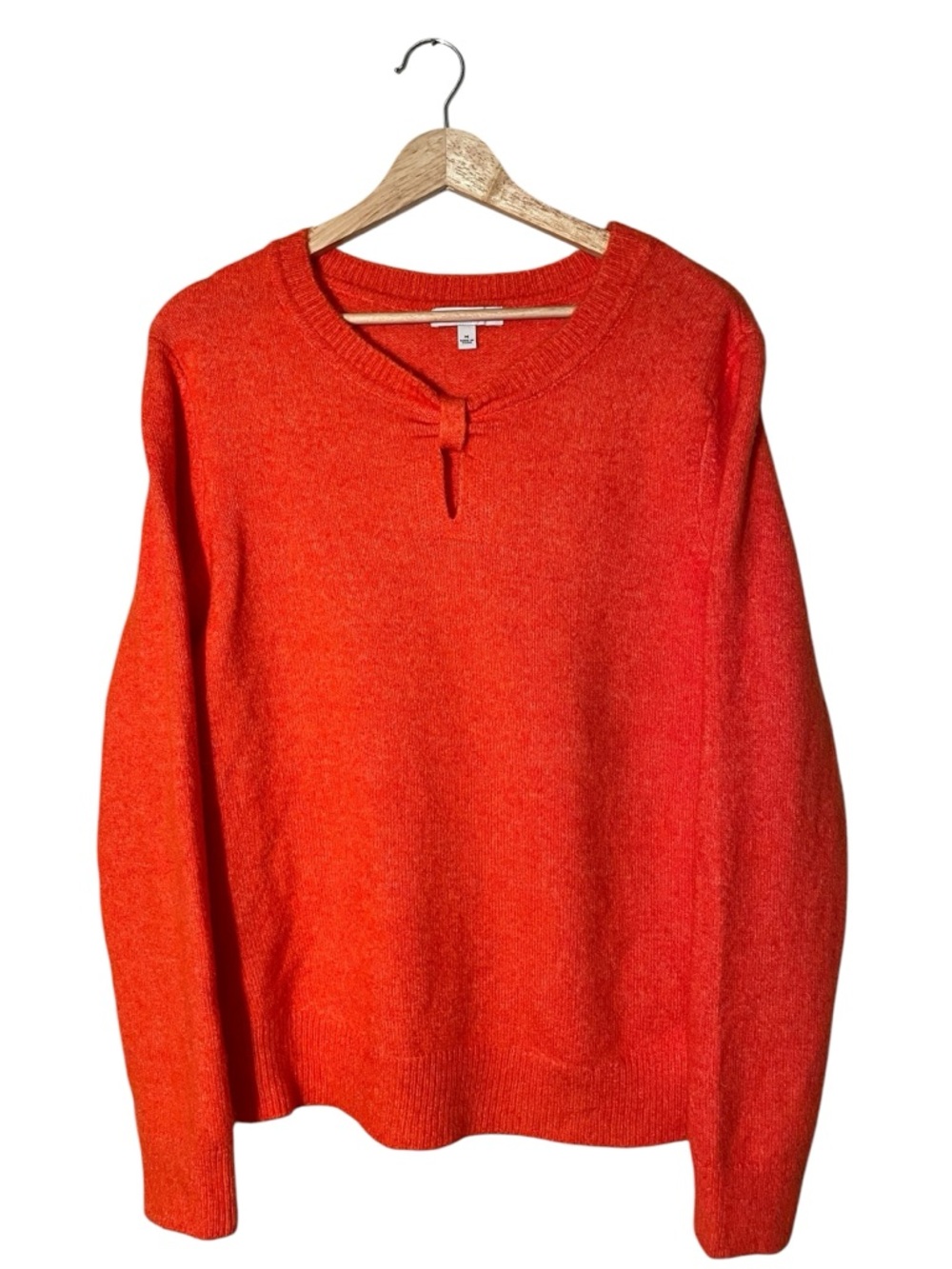 Liverpool Orange-Red Crewneck Sweater with Front Tie Wool Blend